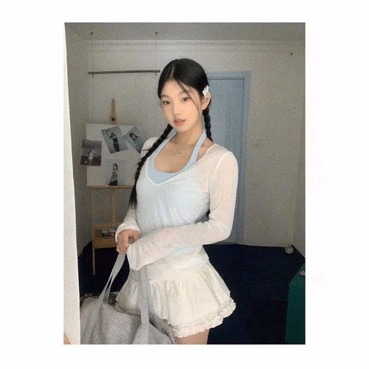 Set Áo Nữ 2 Chu Tiết Áo Thun Giấy Phối Áo Bra Coton Siêu Xinh Tp33 - Golden Dream - Ảnh 5