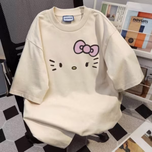 ( Lưu Ý Chất Su Mỏng Mát ) Áo Phông Form Rộng Tay Lỡ Chất Vải Cotton , Áo Cổ Tròn Nam Nữ Unisex- Mèo Đơn Giản
