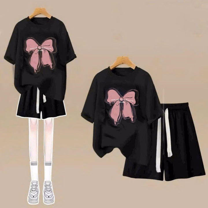 Sét Bộ Quần Đùi Trơn + Mix Áo Phông From Rộng Chất Vải Cotton - Ảnh 2