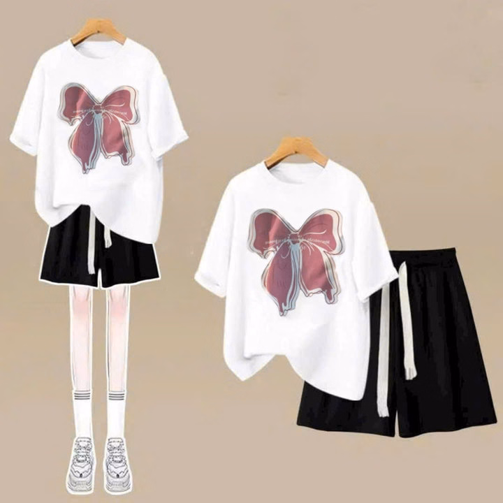 Sét Bộ Quần Đùi Trơn + Mix Áo Phông From Rộng Chất Vải Cotton - Ảnh 4