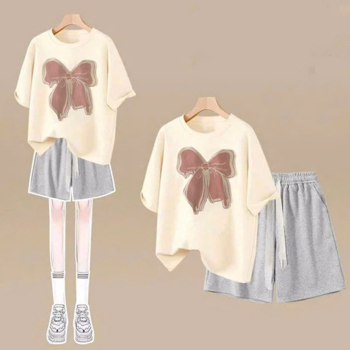 Sét Bộ Quần Đùi Trơn + Mix Áo Phông From Rộng Chất Vải Cotton - Ảnh 5