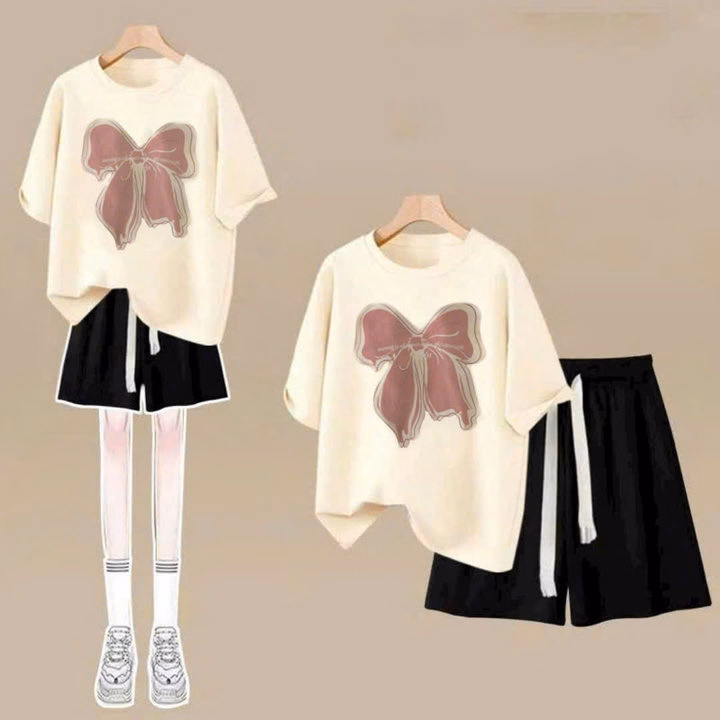 Sét Bộ Quần Đùi Trơn + Mix Áo Phông From Rộng Chất Vải Cotton