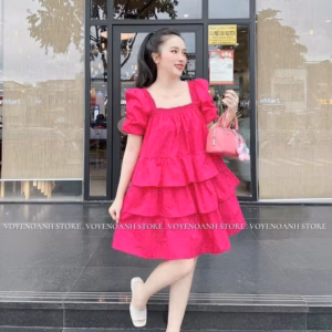 Đầm Lụa Babydoll Tầng Cổ Vuông Tb72Ew-Nana House