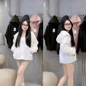 Áo Khoác Gió Nhăn 2 Lớp Form Rộng Có Nón Chống Nắng - Htm Fashion