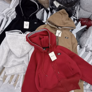 Áo Khoác Nỉ Sọc Bo Dài Thêu Miu Có Nón Chống Nắng - Htm Fashion