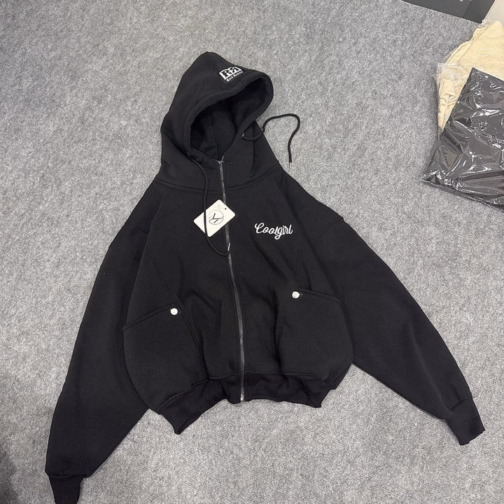 Áo Khoác Nỉ Dày Nữ Croptop Form Boxy Thêu Chữ Coolgirl - Htm Fashion - Ảnh 6