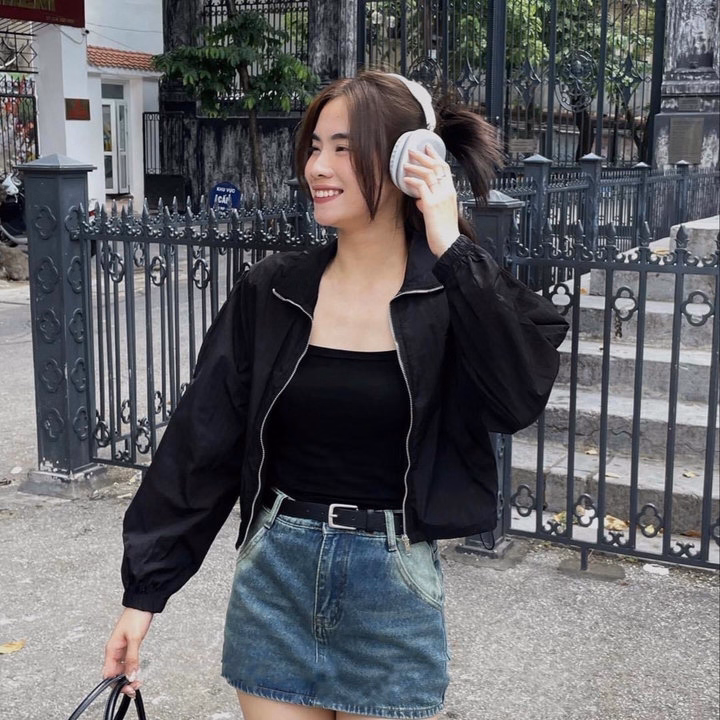 Áo Khoác Gió Nhăn 2 Lớp Không Nón Thiết Kế Khóa Kéo Sang Chảnh - Htm Fashion