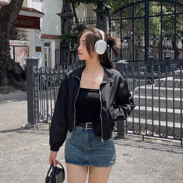 Áo Khoác Gió Nhăn 2 Lớp Không Nón Thiết Kế Khóa Kéo Sang Chảnh - Htm Fashion - Ảnh 2