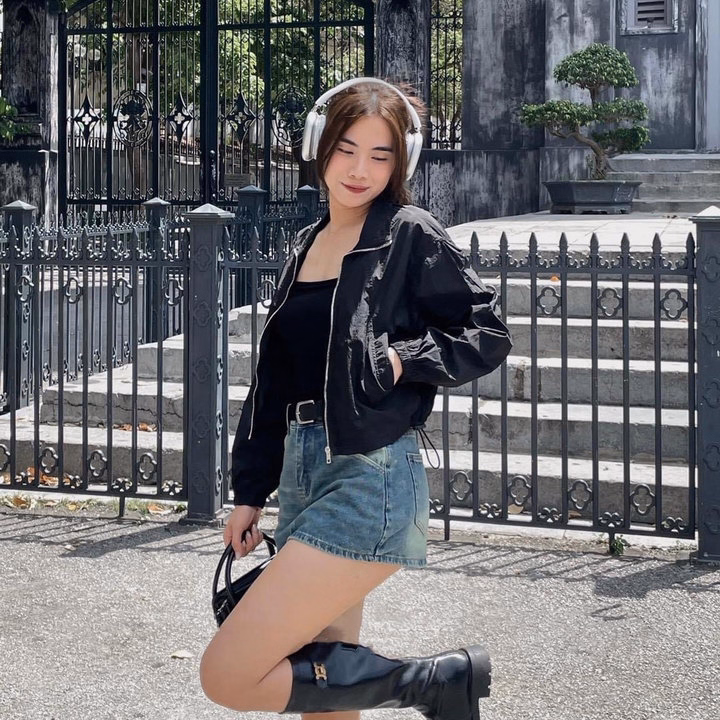 Áo Khoác Gió Nhăn 2 Lớp Không Nón Thiết Kế Khóa Kéo Sang Chảnh - Htm Fashion - Ảnh 3