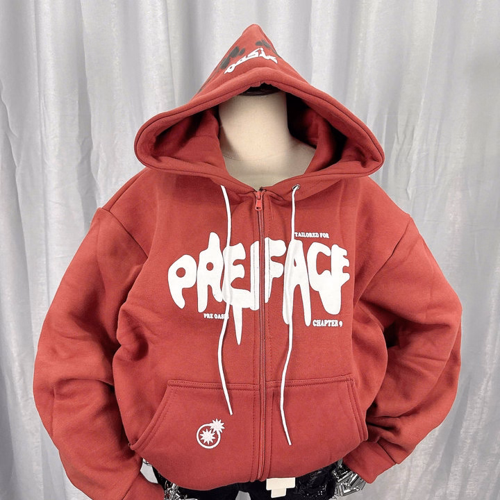 Áo Khoác Nỉ Croptop Dáng Lửng In Chữ Nổi Preface - Htm Fashion - Ảnh 6