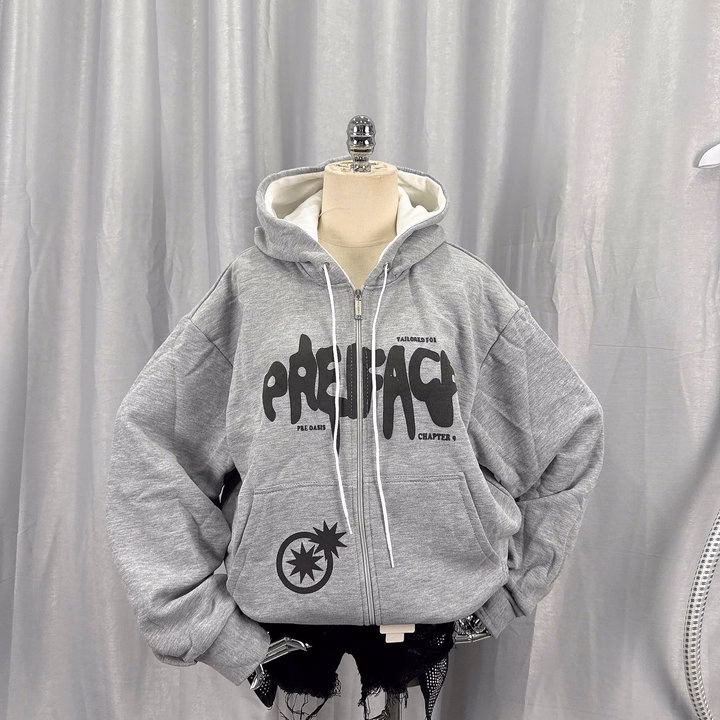 Áo Khoác Nỉ Croptop Dáng Lửng In Chữ Nổi Preface - Htm Fashion - Ảnh 8