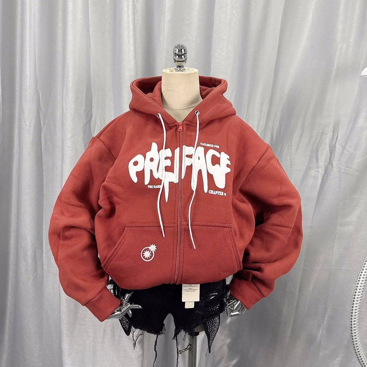 Áo Khoác Nỉ Croptop Dáng Lửng In Chữ Nổi Preface - Htm Fashion - Ảnh 5