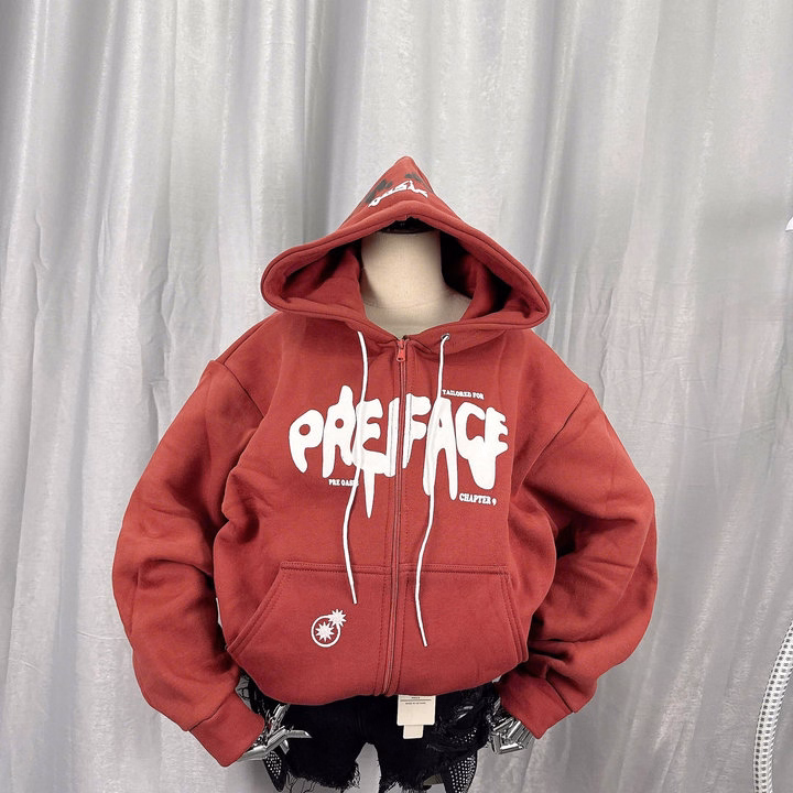 Áo Khoác Nỉ Croptop Dáng Lửng In Chữ Nổi Preface - Htm Fashion - Ảnh 3