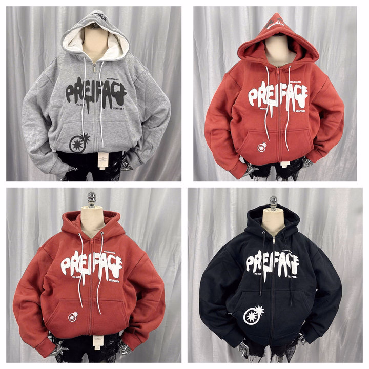 Áo Khoác Nỉ Croptop Dáng Lửng In Chữ Nổi Preface - Htm Fashion - Ảnh 7