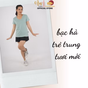 Áo Thun Nữ Cổ Tim Bạc Hà 100% Cotton Cao Cấp - Gold Rhino