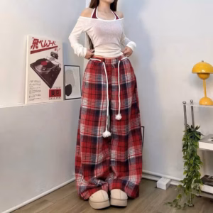 Quần Dạ Caro Nữ Ống Suông Phối Dây Lai Luồng Eo Siêu Xinh Tp40 - Golden Dream