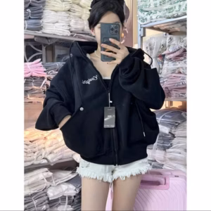 Áo Khoác Nỉ Dệt [T115] Form Rộng Nút Bấm Cổ Thêu Cool Mặc Chống Nắng Siêu Dày Dặn , Form Lửng Nữ -Tp