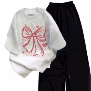 Tổng Hợp Quần Ống Rộng + Mix Áo Phông Nơ Loang Trắng