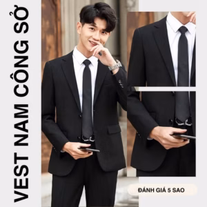 Áo Vest Nam 2 Cúc Công Sở Form Dáng Regular Fit 3 Lớp Dày Dặn
