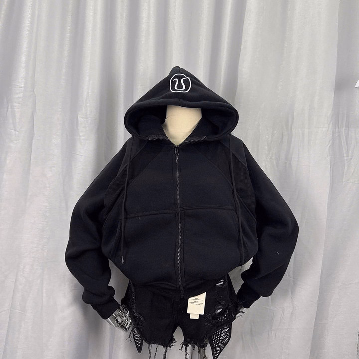 Áo Khoác Nỉ Nữ Thêu Họa Tiết Ở Nón Thiết Kế Khóa Kéo Chống Nắng Tốt - Htm Fashion - Ảnh 8