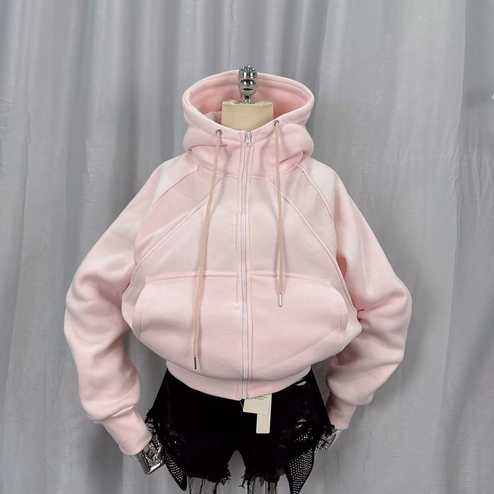 Áo Khoác Nỉ Nữ Thêu Họa Tiết Ở Nón Thiết Kế Khóa Kéo Chống Nắng Tốt - Htm Fashion - Ảnh 2