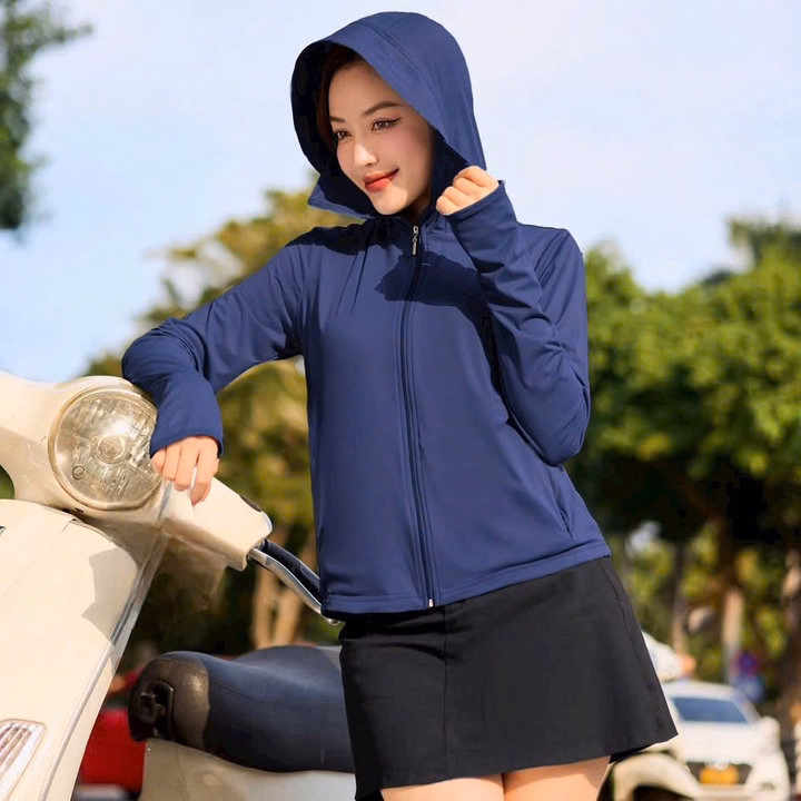 Áo Chống Nắng Nữ 2 Lớp Chất Su Mát Lạnh, Thiết Kế Mũ Rộng Vành Chống Nắng Chống Tia Uv Hiệu Quả- Chipxinhxk