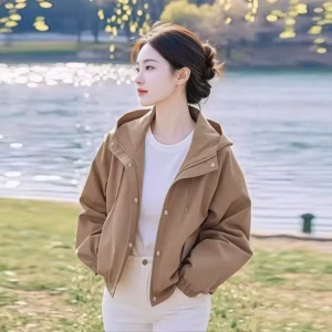 Áo Khoác Kaki 2 Lớp Nữ Form Lửng Mũ Rộng 2 Lớp Chống Nắng Tốt Ut95