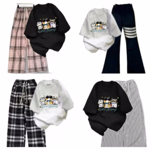 Tổng Hợp Set Bộ Quần Ống Rộng+ Mix Áo Phông Form Rộng Tay Lỡ Chất Cotton - Chữ Gờ Rúp