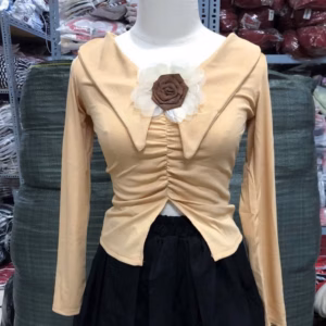 Set Áo Tăm Tàu Đính Phụ Kiện Hoa Phối Chân Váy Mango Xếp Ly Tb90Gs-Nana House