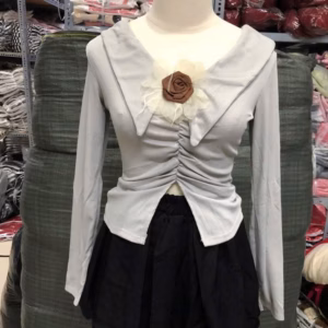 Set Chân Váy Mango Xếp Ly Phối Áo Tăm Tàu Đính Phụ Kiện Hoa Bt90Fd-Sam Store