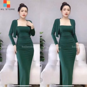Set Đầm Thun Gân Dáng Dài Kèm Áo Khoác Tb75Fr-Nana House