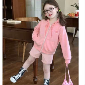 Áo Khoác Bé Gái Da Cá Có Nón Bèo Rebel Siêu Dễ Thương Từ 12-45Kg Dành Cho Bé Gái