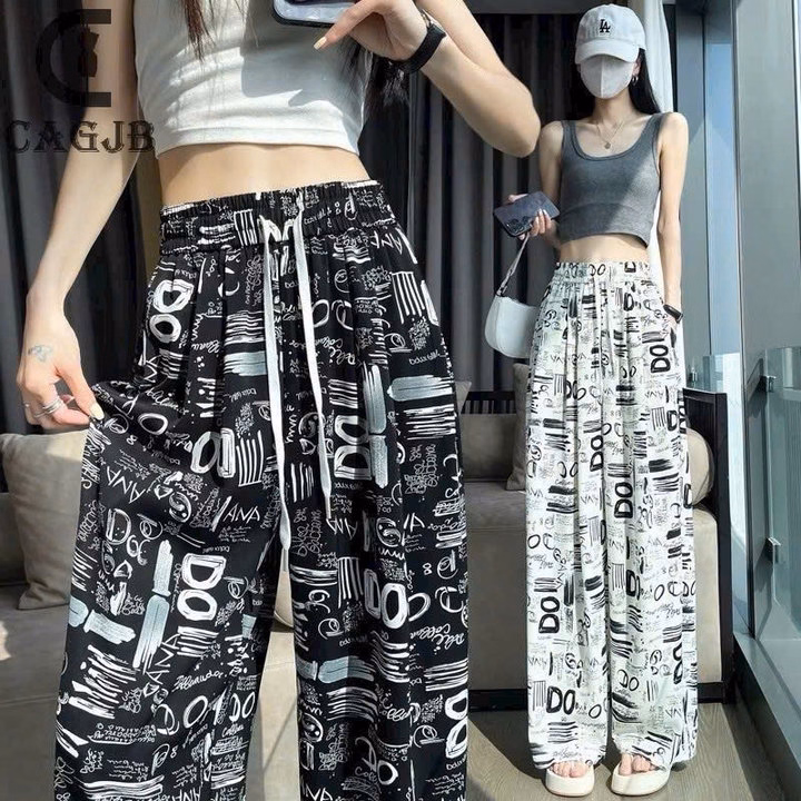 Quần Ống Suông Nữ Vải Lụa In 3D Chữ Có Dây Rút Eo Siêu Xinh Tp701 - Golden Dream - Ảnh 6