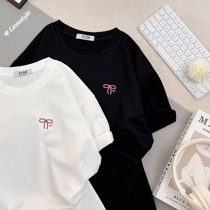 Tổng Hợp Áo Phông Form Rộng In Hình Nơ Ở Ngực-Áo Phông Nơ Ngực - Ảnh 7