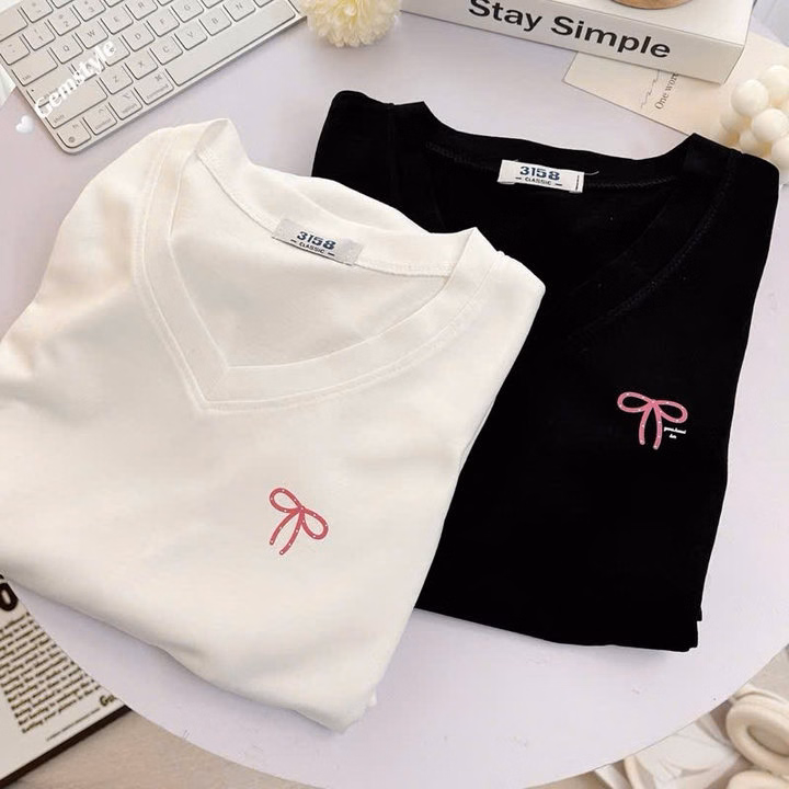 Tổng Hợp Áo Phông Form Rộng In Hình Nơ Ở Ngực-Áo Phông Nơ Ngực - Ảnh 5