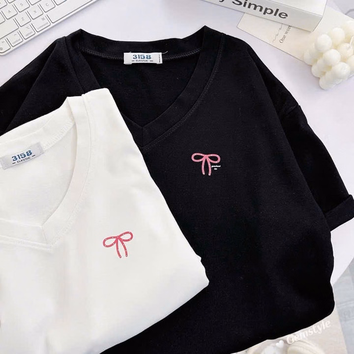 Tổng Hợp Áo Phông Form Rộng In Hình Nơ Ở Ngực-Áo Phông Nơ Ngực - Ảnh 4