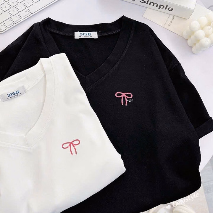 Tổng Hợp Áo Phông Form Rộng In Hình Nơ Ở Ngực-Áo Phông Nơ Ngực - Ảnh 6