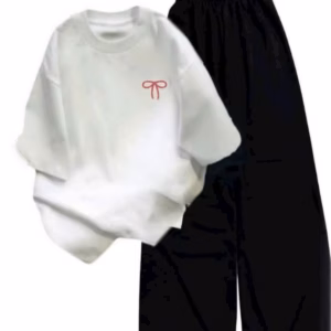 Tổng Hợp Set Bộ Quần Chun +Mix Áo Phông Mẫu Mới In Nơ Ngực-Chất Cotton Mềm