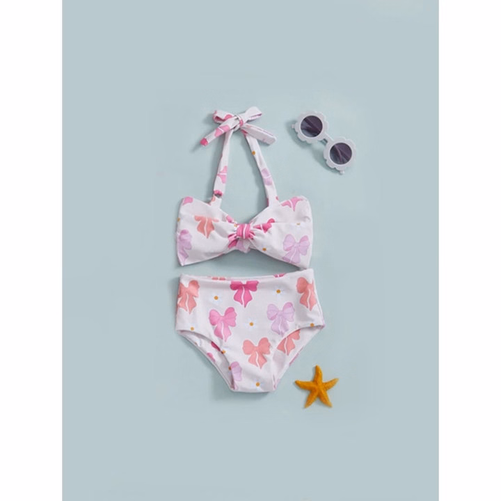 Set Bộ Đồ Bơi 2 Mảnh Bikini Họa Tiết Nơ Hồng Cho Bé Gái 1-5 Tuổi Từ 8-20.5Kg Dành Cho Bé Gái - Ảnh 2