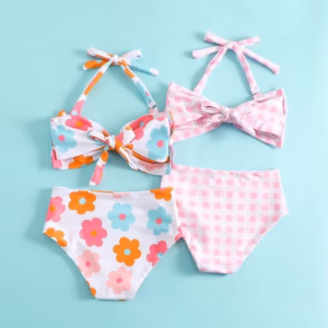 Set Bộ Đồ Bơi Bikini Cột Nơ 2 Mảnh Cho Bé Gái 1-5 Tuổi Từ 8-20.5Kg Dành Cho Bé Gái
