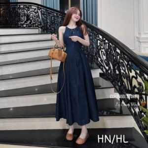 Đầm Denim Lụa Mềm Dáng Dài Cổ Yếm Bb100Ls-Sam Store