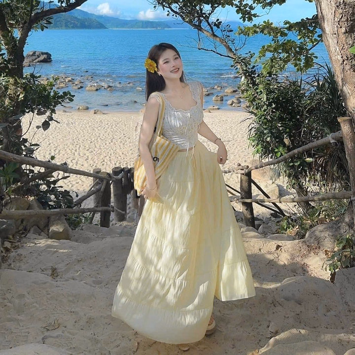 Set Áo Đũi Xốp Có Mút Ngực Mix Chân Váy Xòe Tb120Hj-Nana House - Ảnh 4