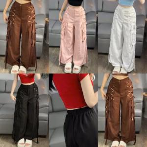 Quần Dài Ống Rộng Đính Ruy Băng Vải Tacta Mềm - Lê Phương Boutique