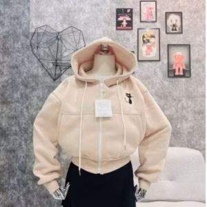 Áo Khoác Form Lửng Nữ Vải Nỉ Nón Rộng 2 Lớp Thêu Hình Mèo Con Tp50 - Golden Dream