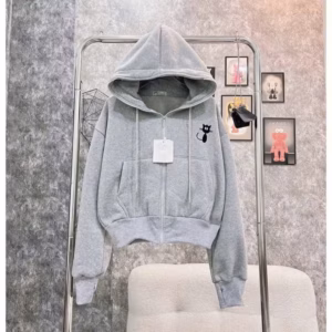 Áo Khoác Nỉ Nữ Form Lửng Mũ 2 Lớp Thêu Hình Mèo Con Có Túi Trong Tay Xỏ Ngón Tp44 - Golden Dream