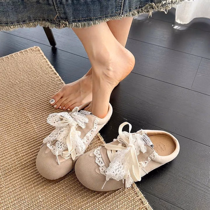 Giày Sục Nữ Phối Ren Siêu Xinh, Đi Nhẹ, Phối Dễ, Mang Là Mê - Pipi Store - Ảnh 7