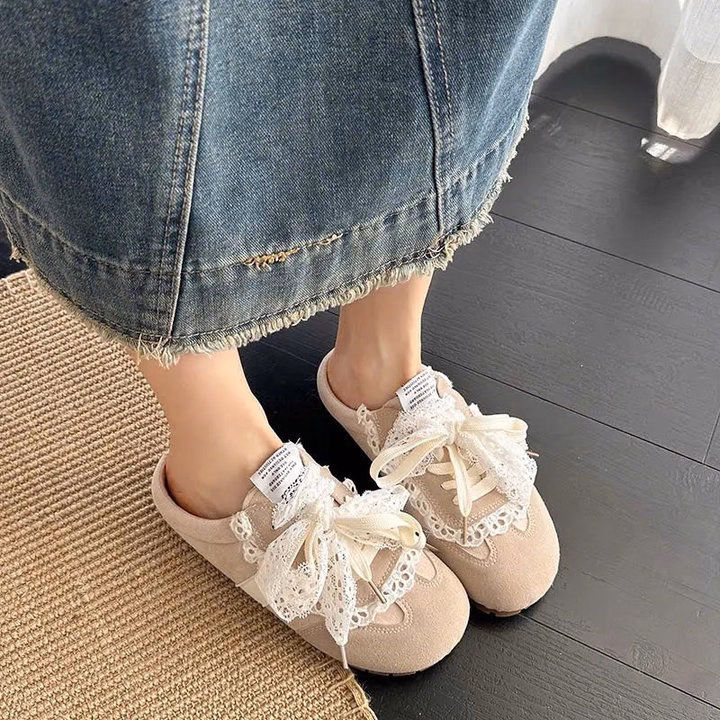 Giày Sục Nữ Phối Ren Siêu Xinh, Đi Nhẹ, Phối Dễ, Mang Là Mê - Pipi Store - Ảnh 8