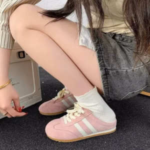 Giày Sục Nữ 2 Sọc Mira Da Lộn Siêu Nhẹ, Màu Cực Xinh - Pipi Store