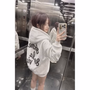 Áo Khoác Nỉ Nam Nữ Form Rộng Có Nón In Chữ Ở Ngực Và Sau Áo - Htm Fashion