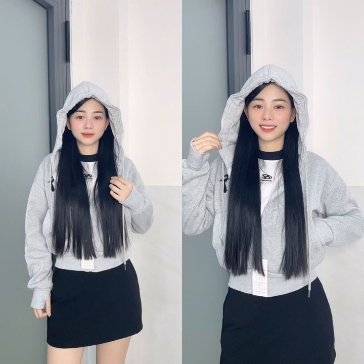 Áo Khoác Nỉ Dệt 2 Lớp Xk Thêu Logo Mèo Unsiex Nữ , Mặc Chống Nắng , Tay Có Xỏ Ngón Siêu Hot - Tp95 - Ảnh 2